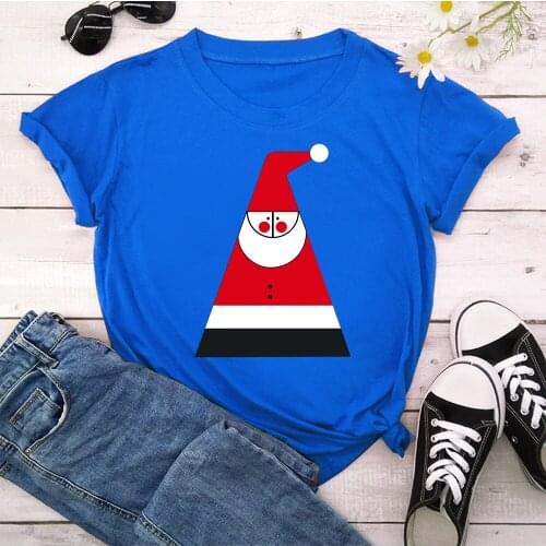 Christmas hat New T-shirts For Women Harajuku Summer T Shirt Fashion Tops Printed Female T-shirt Casual Tee TX8924