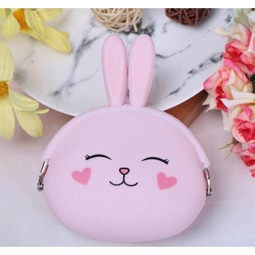 Pink Coin Purse Cartoon Rabbit Pouch Women Girls Mini Wallet Soft Coin Bag Kid Gift