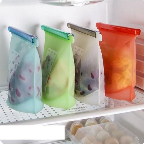 Food Storage Silicone Bag PEVA Ziplock Bag For Food Storage Plastic Reusable Freezer Fresh-keeping Kitchen Organizer And Storage