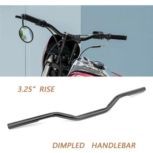 Universal For Harley-Davidson Honda Yamaha Suzuki Kawasaki 1” , 3.25" Rise Coat Gloss Black Dimpled Handlebar Seamless Pipe