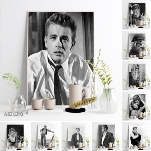 James Dean Vintage Black White Poster Movie Star Actor Canvas Wall Stickers Fans Souvenir Gift Idea Retro Living Room Home Decor