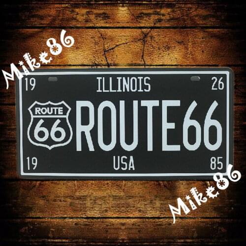 [ Mike86 ] ROUTE 66 ILLIONIS USA 1985 Vintage License Plate Number Retro Art wall decor House Bar D-73 mix order 30*15 CM