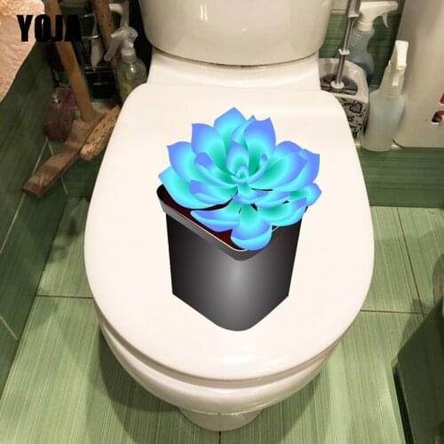YOJA 16.8X22.8CM Blue Cartoon Fleshy Lovely Plant Childern Bedroom Wall Sticker Bathroom Toilet Decor T1-1409