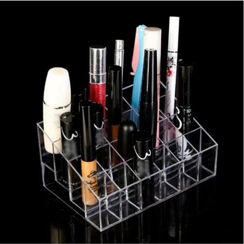 1Pc 24/40 Trapezoid Clear Makeup Display Lipstick Stand Case Cosmetic Organizer Lipstick Holder Clear Box Makeup Storage