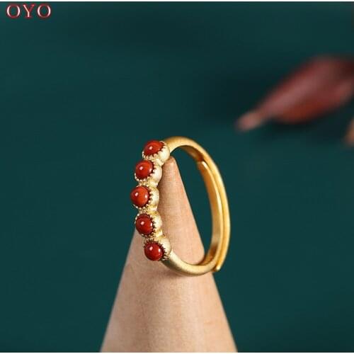 100% s925 silver jewelry bracelet fashion womens open southern red agate ring