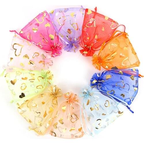 20PCS Bronzings Organza Bags Jewelry Packaging Wedding Party Decor Wedding Supplies Candy Drawable Bag Gifts Pouches Festival