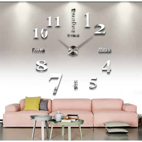 3d Diy Large Wall Clock Modern Design Silent Oversize Digital Clock for Living Room Acrylic Mirror Wall Sticker Home Decor