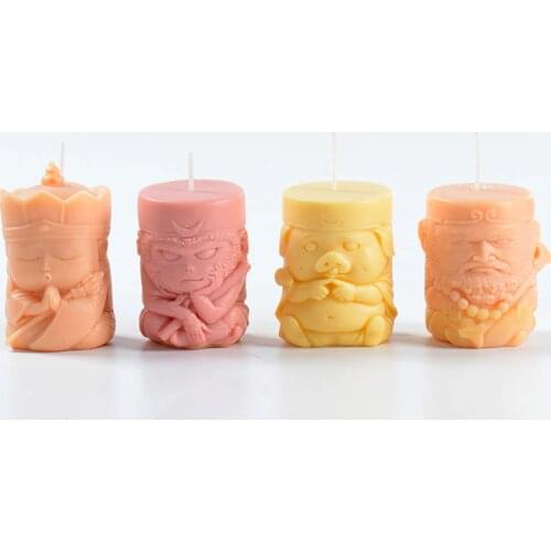 Cylinder Silicone Candle Mold Journey To The West Characters Shapes Resin Mould Handmade Chinese Style Craft Decorative Tool