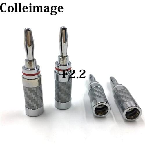 Colleimage Hifi 4PCS Copper Speaker Screw Carbon Fiber Rhodium Plating Plug Banana Connector Carbon Fiber Banana Jack Adapter