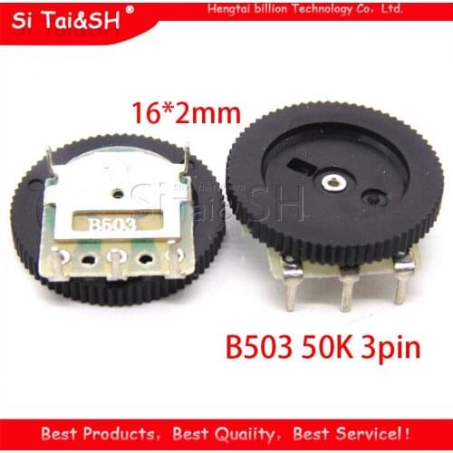 5pcs Gear tuning potentiometer B503 50K 3pin 16*2mm Dial Potentiometer
