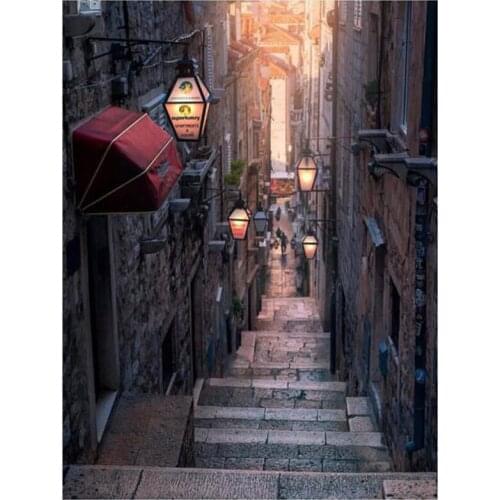 5D Scenery Full Landscape Street Diamond Embroidery Cross Stitch Mosaic Picture Rhinestones Wall Decor Diamond Painting FH704