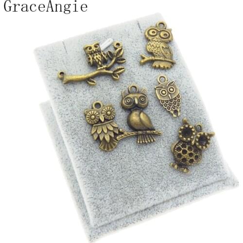 6Pcs Owll Charms For Jewelry Findings Necklace DIY zinc alloy marine animal animal metal bead pendant jewelry making accessories