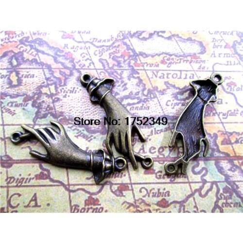 8pcs--Antique Tibetan bronze Lady Hand Charms Pendant 45x14mm