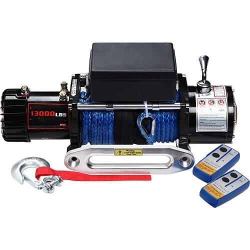 12V/24V Car Motor Vehicle Off-Road Vehicle Jeep Winch 13000LB Nylon Rope Type Car Electric Winch