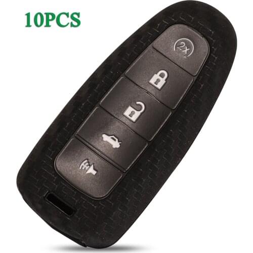 Bilchave 10pcs 5 Buttons Carbon Fiber Silicone Remote Car Key Case Cover Fob For Ford Edge Escape Flex Explorer Taurus Holde