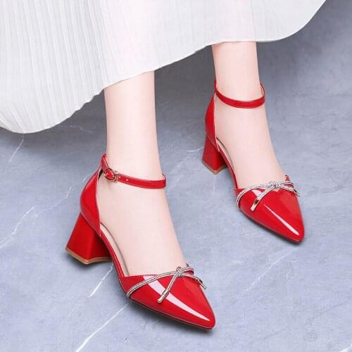 Women Sandals Female Fairy Style 2020 New Spring and Summer All-match High Heel Chunky Heel Red Shoes Womens Shoes
