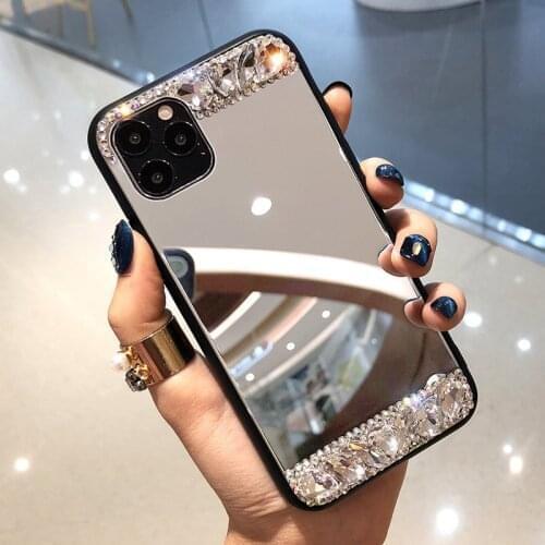 Luxury Bling Rhinestone Gem diamond Soft phone case for apple iphone 11 Pro Max 12 6 7 8 X XS XR Glitter Mirror protection cover