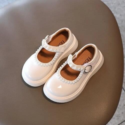 Kids Girl Leather Shoes New Fashion Autumn Fall Spring Baby Pearls Elegant Princess Shoes Party Flats Children Casual Cute Shoes