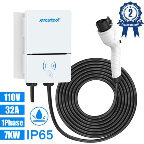 MRCARTOOL Home Electric Car Charger 1Phase 32A 7KW EV Charger Station 110V Type 1 Plug SAE J1772 Support Dual-drive System Cars