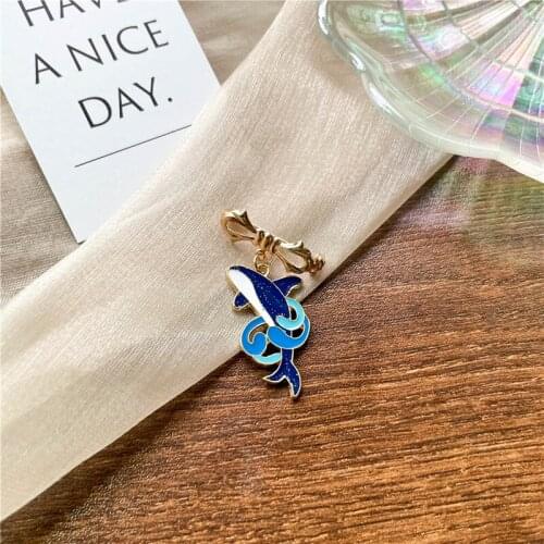 Cute Cartoon Dolphin Enamel Brooch For Women Girls Funny Fish Pendant Lapel Badge Pins Bag Clothes Jewelry Party Gifts