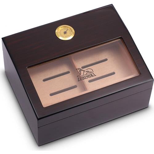 Cedar Wood Portable Humidor Box Cigar Humidor With Hygrometer Humidifier Cigar Case Fit 25 Cigars Cabinet Top Glass