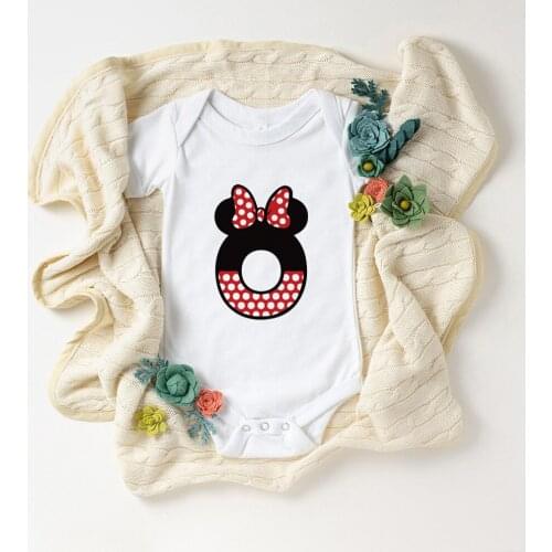 Minnie Mouse Disney Alphabet ABC Print Baby Clothes Summer Newborn Rompers Baby Girls Boys Jumpsuits Infant Bodysuits Onesie