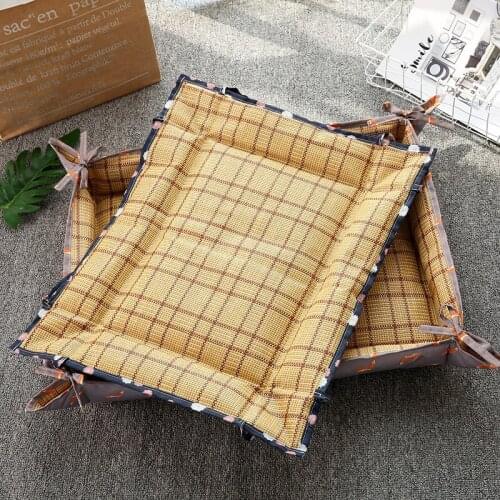 Summer Pet Products Printed Dog Foldable Rattan Pet Mat Four-season Dual-use Cat Dog Ice Mat