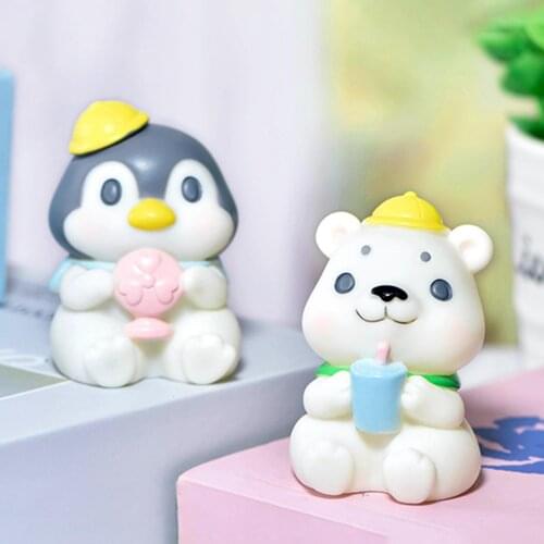 Cartoon Penguin Bear Ornaments Desktop Car Cake Decoration Craft Accessories Figurines Miniatures Ornament Home Decoration