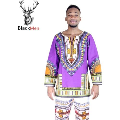 Dashiki Mens Mexican African clothes Hippie Cotton Long Sleeve Print Tops t-shirts