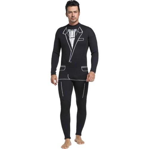 Mens 3MM Neoprene Full Body Tuxedo Wetsuit Zipper Surfing Scuba Diving Suit