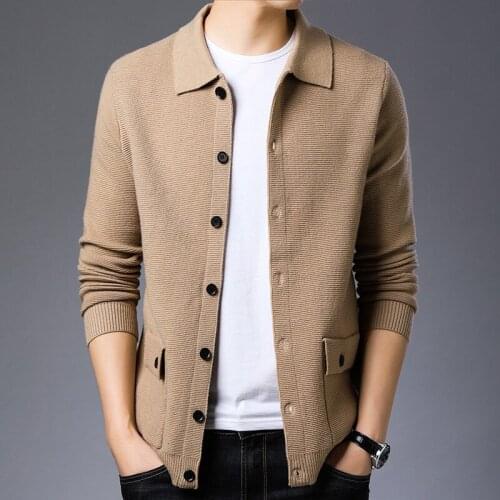 2021new knitting cardigan han edition mens coat to wear long sleeve turtleneck sweater with pockets outside leisure boom