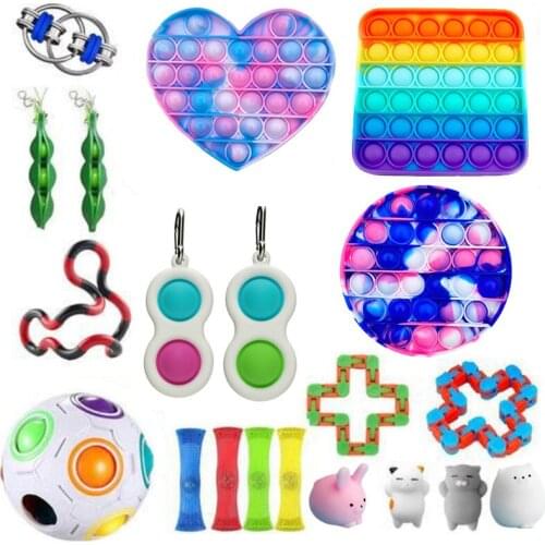 Children Interesting Decompression Toy Set Braided Tube Squeeze Toys Press Type Early Educational Stress Relief Toys Kit