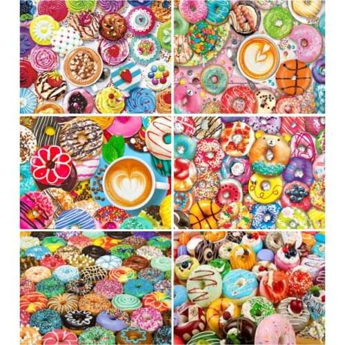 Paint With Diamond Painting Colorful Donuts Cross Stitch Kit 5D DIY Diamond Embroidery Landscape Coffee Handicraft Handmade Gift