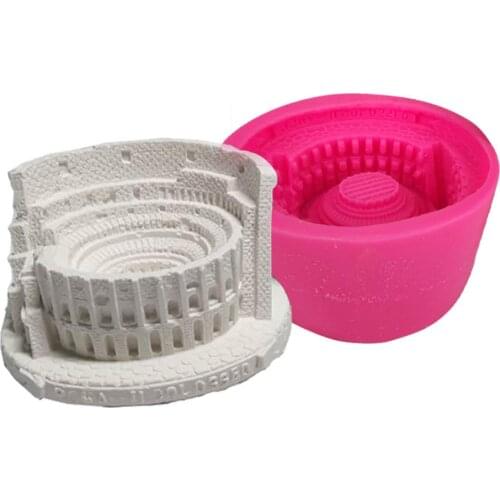 New Innovative 3D Toy Coliseum Silicone Mold Concrete Cement Italy Coliseum Ornament Mould Table Decoration