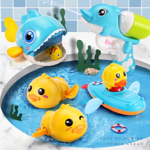 New Cute Duck Kayaking Bath Toys for Children Rowing Boat Clockwork Toys Baby Shower Water Playing Toys Kids Bathroom Game Gifts