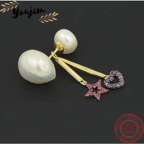 Nuove donne Zircone Pearl Love Star Orecchini Fashion Luxury 925 Silver Monaco Exquisite Jewelry Gift