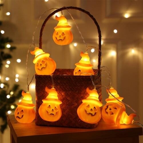 Halloween Lighting Pumpkin Lantern String Indoor Wear A Hat LED Lights Terror Decorative Warm White Halloween Reunion Convenient
