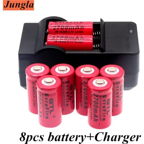 2700mAh Rechargeable 3.7V Li-ion 16340 Batteries CR123A Battery For LED Flashlight Travel Wall Charger For 16340 CR123A Battery
