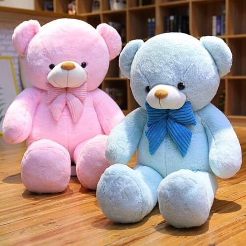 High Quality 80cm Teddy Bear With Bow Plush Toy Soft Stuffed Cartoon 3 Colors Bear Doll Lovers Girlfriends Valentines Gifts