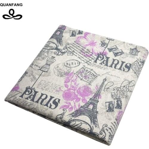 QUANFANG Printed Cotton Linen Fabric For Quilting DIY /Sewing Sofa Bag Cushion Furniture Cover Material Tower Half Meter