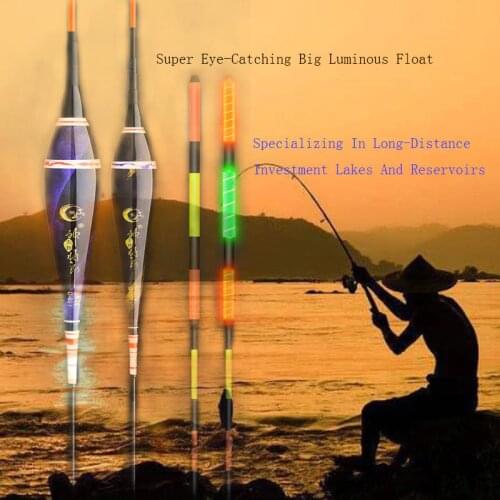RQNQ 1pcs 2021 New Super Eye-catching Large Luminous Float Long-throw LED Fishing Ultra-thick Tail Electronic Luminous Buoy