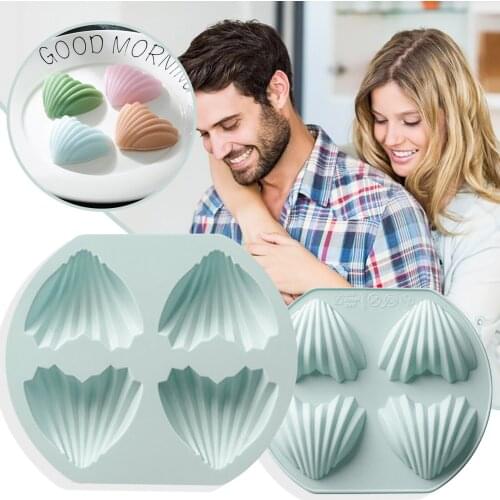 Cake Mould 4 Holes Heart Shaped Madeleine Silicone Mold Baking Small Love Heart Shape Cake Molds For Chiffon Mousse Baking Mold