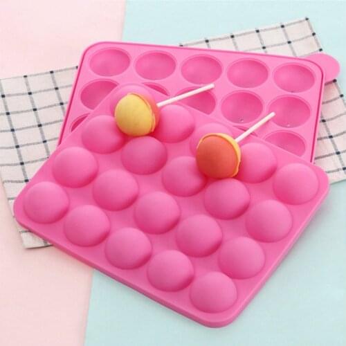 Silicone 20 Hole Round Lollipop Mold Chocolate Mold Round Ice Tray Mold Ice Cream Jelly Pudding Mold Stick Tray Cake Mould