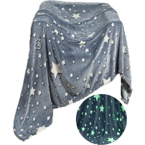 Glow in The Dark Throw Blanket, Plush Soft, Glow Stars Throw Blanket Double -Sided Flannel Fleece Sherpa, Fun Gift for Kids Girl