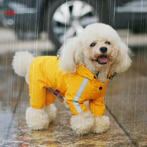 Reflective Dog Raincoat Jumpsuit Waterproof Clothing for Dog Rain Jacket Pomeranian maltese Bichon Poodle Schnauzer Dog Clothes
