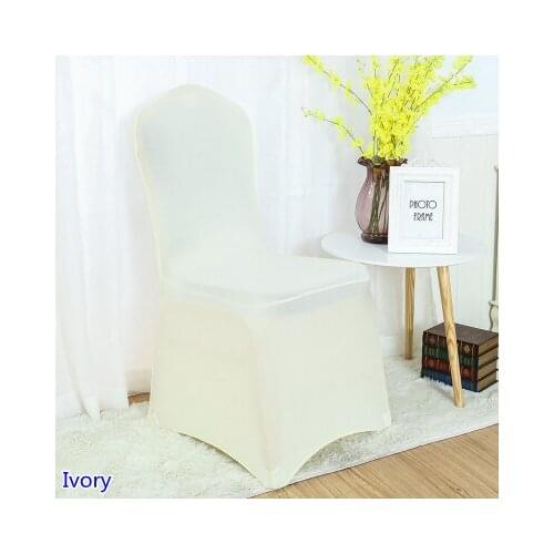 Colour Ivory Universal Chair Cover For Weddings Decoration Lycra Stretch Party Banquet Chair Cover For Salel Flat Front Close