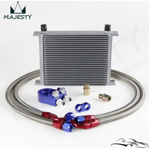 Universal 28 Row 10AN Oil Cooler + M20*1.5 & 3/4*16 UNF Filter Adapter Hose Kit