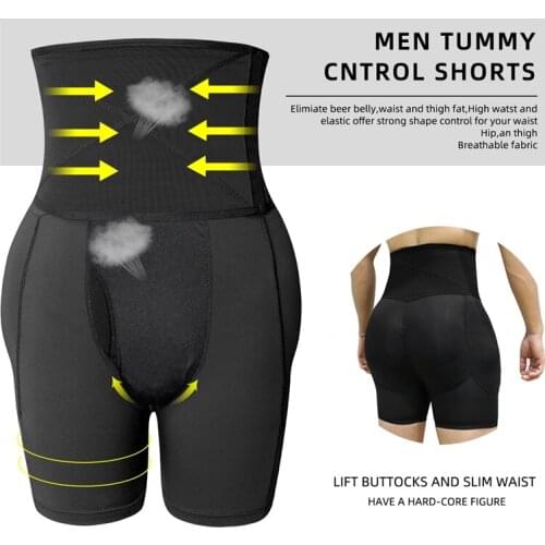 Men Slimming Underwear Body Shaper Shapewear Black Tummy Control Shorts High Waist Hip Enhancer Panties Butt Lifter Boxer Briefs