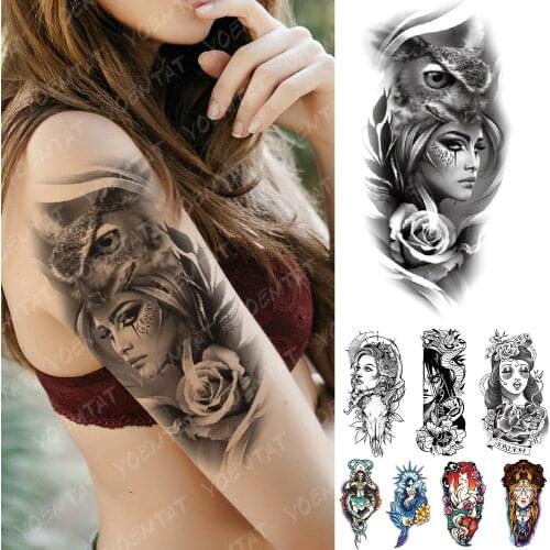 Waterproof Temporary Tattoo Sticker Old School Owl Rose Goat Flash Tattoos Anchor Mermaid Body Art Arm Fake Tatoo Women Men