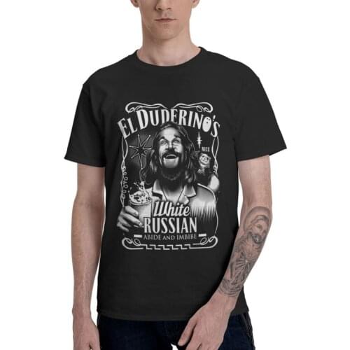 Funny The Big Lebowski T Shirt Mens 100% Cotton Print T-shirt Funny Tshirt Short Sleeve The Dude Abides Tee Tops